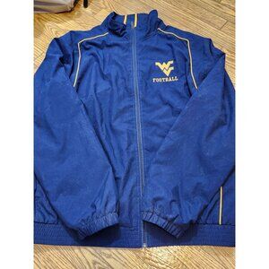 West Virginia University WVU Football Jacket Full Zip Large Russell Athletics